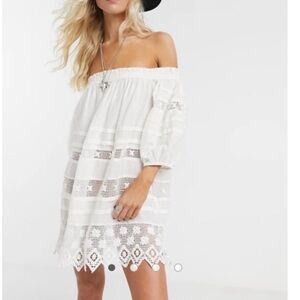 Free People FP Beach Sounds of Summer tunic off the shoulder mini dress